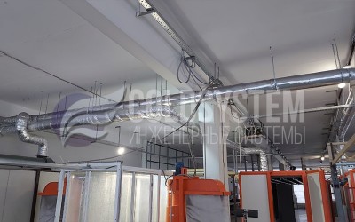 Монтаж вентиляции в камере порошковой окраски для пластиковых окон